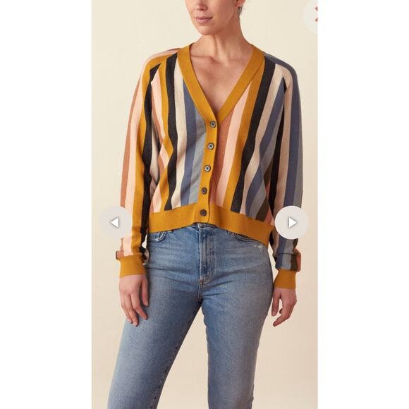 THE GREAT Sweater Womens Size 2 M The Boxy Cardigan Striped Manst BNIB NWT $325 - Picture 1 of 7